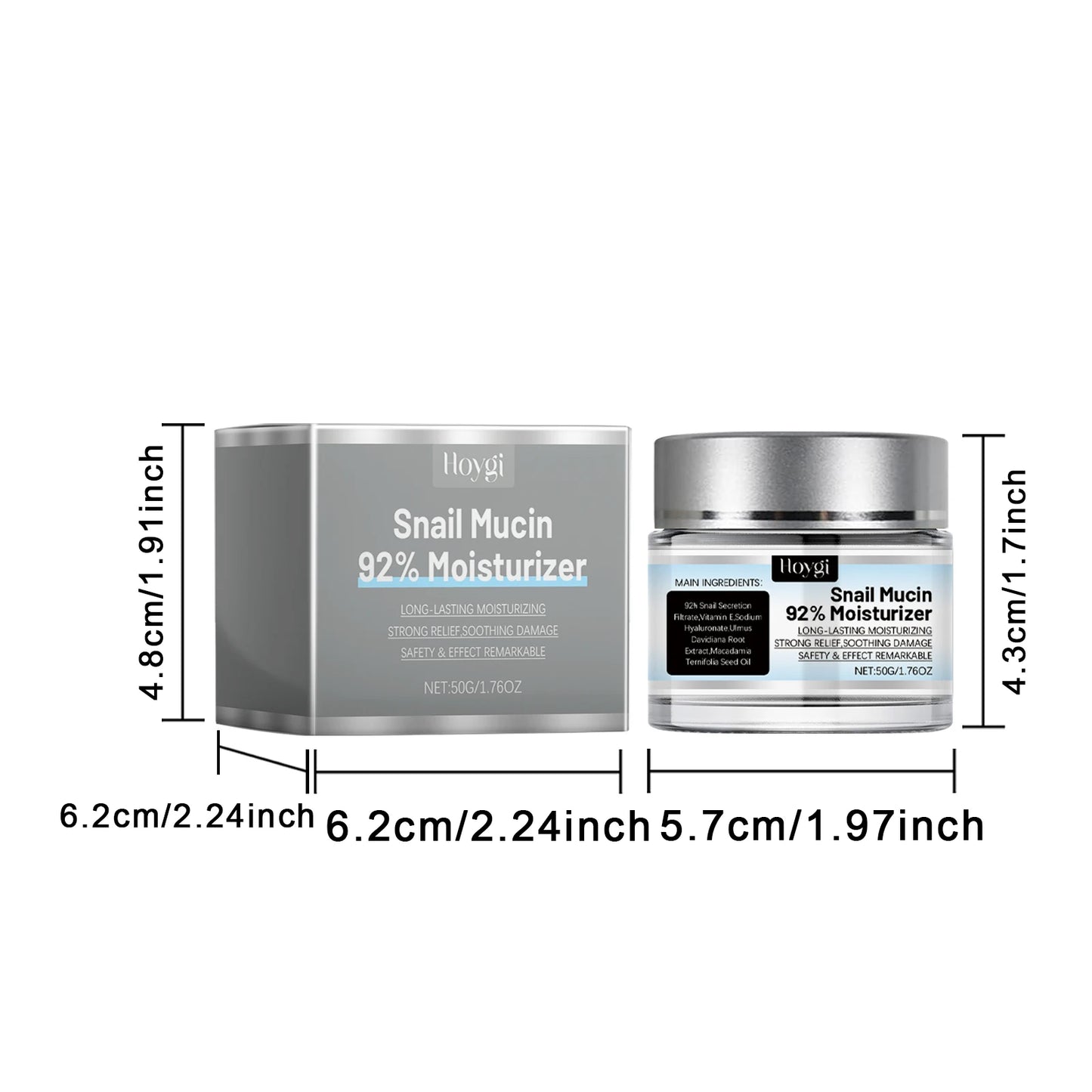 Snail Mucin 92% Moisturizer Daily Face Gel Cream Fade Fine Lines Tightne Skin Improves Dark Skin Rejuvenation Nourishing Cream
