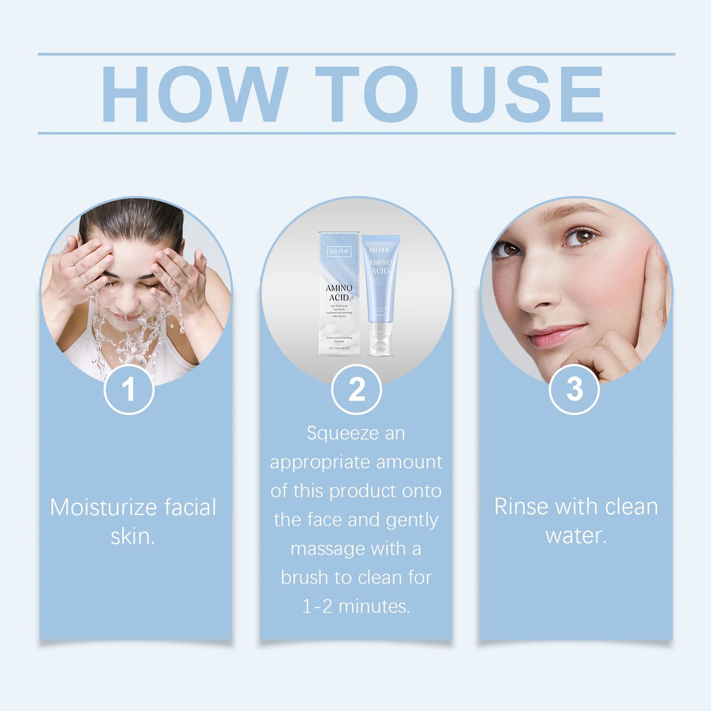 Amino Acid Facial Cleanser Clean Pores Remove Blackhead Balance Oil Refreshing Facial Gentle Sooth Nourish Moisturize Mildy Wash