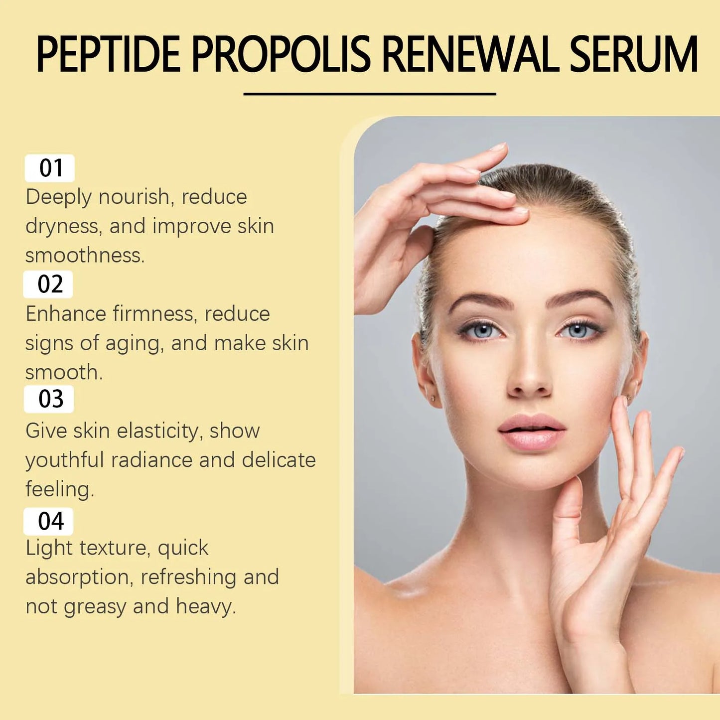Hoygi 30ml Peptide Propolis Face Serum Wrinkle Smooth Nourish Care Skin Renew Shrink Pores Tightening Facial Skin Firming Serum