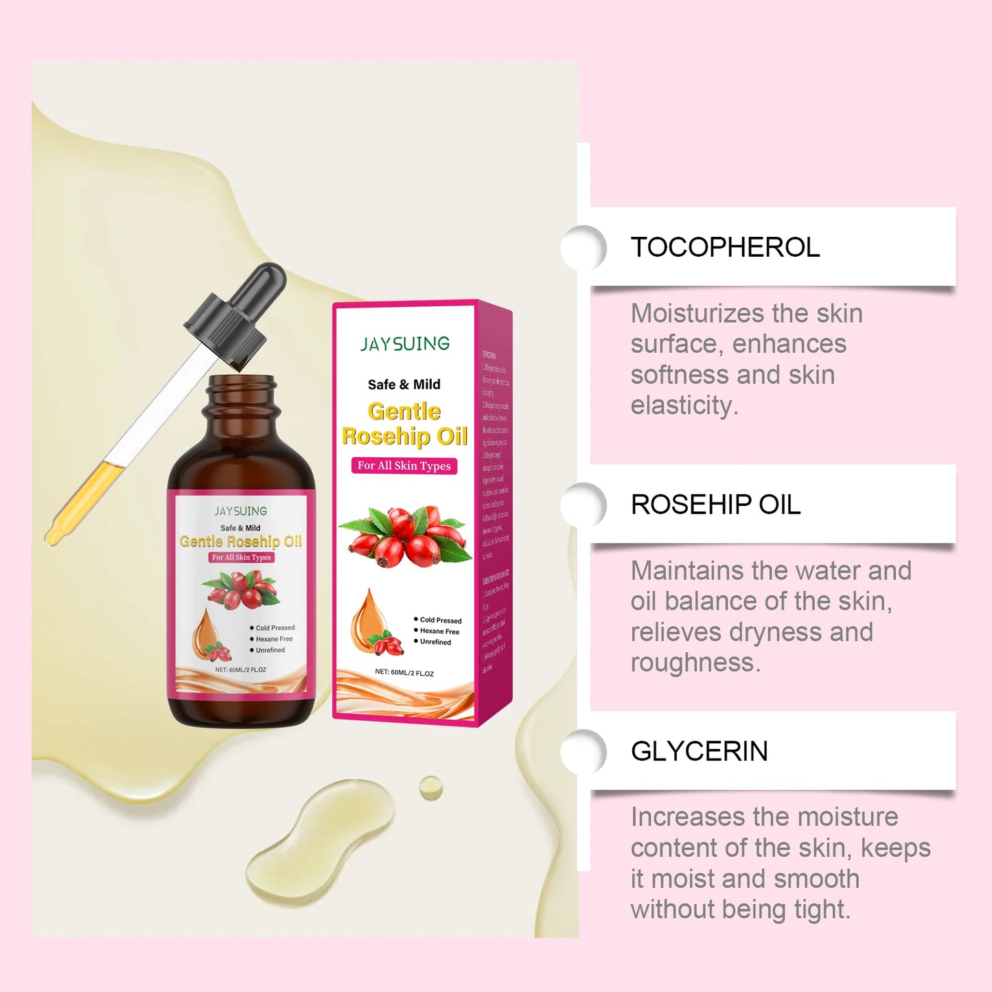 Cold Pressed Rosehip Seed Oil – Anti-Aging, Scar Repair & Wrinkle Firming Serum