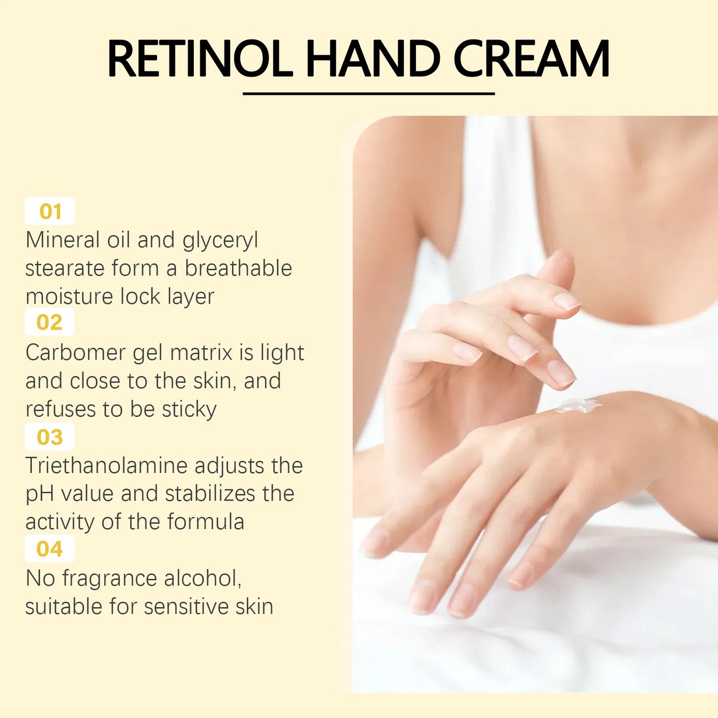 Firming Retinol Hand Lotion – Moisturizes & Repairs Dry, Cracked Hands, Non-Greasy