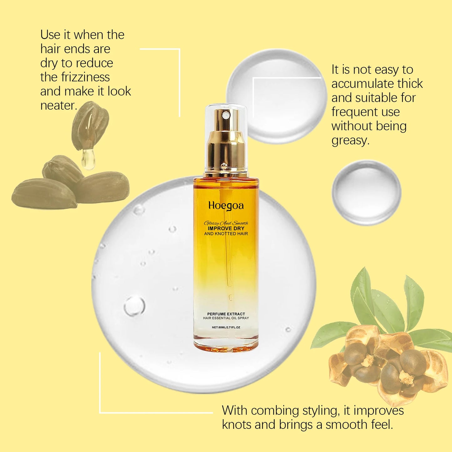 Smoothing Hair Repair Serum – Heat Protectant, Frizz Control & Shine for Dry Hair