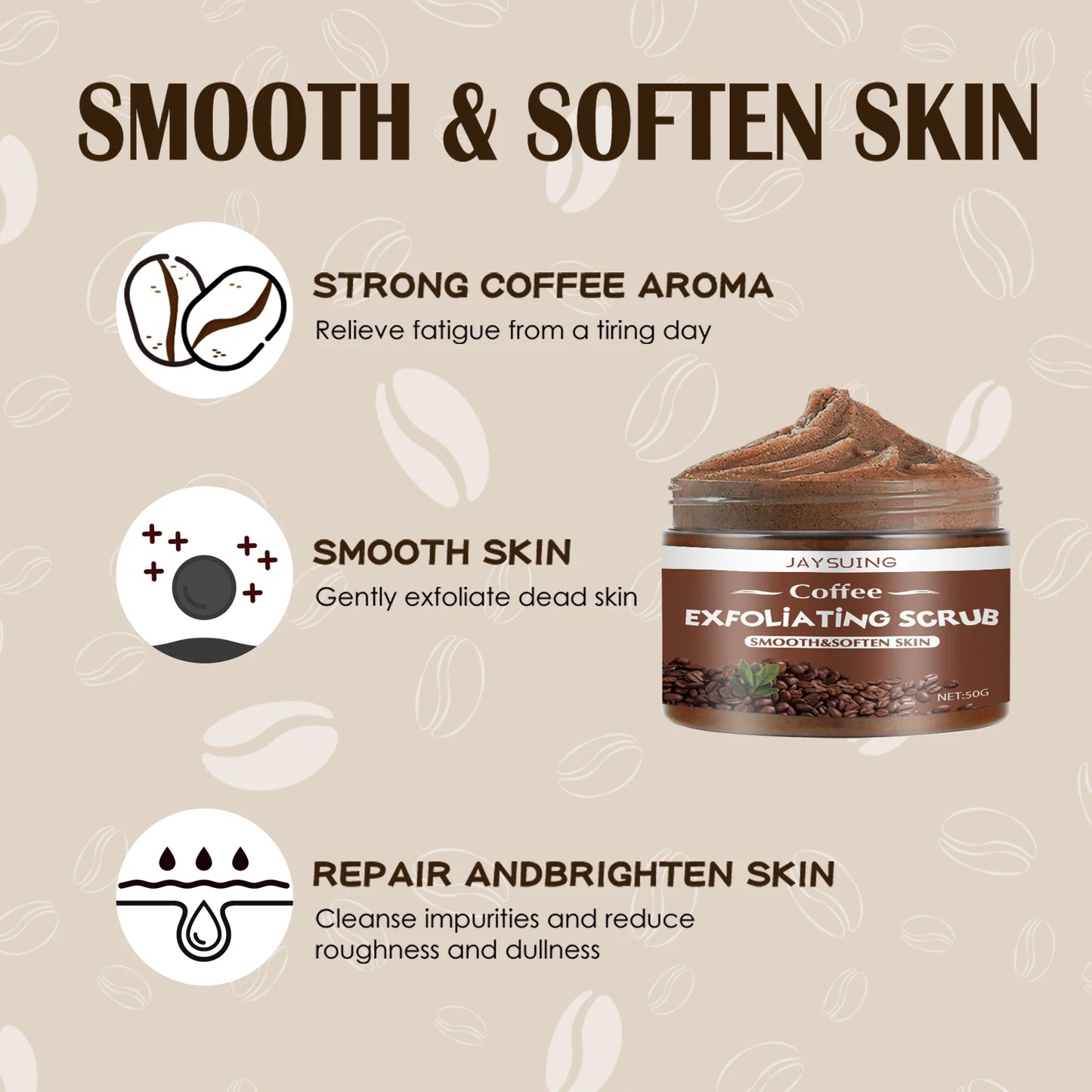 Exfoliating Coffee Scrub – Reduces Rough, Dull Skin on Elbows, Knees & Underarms
