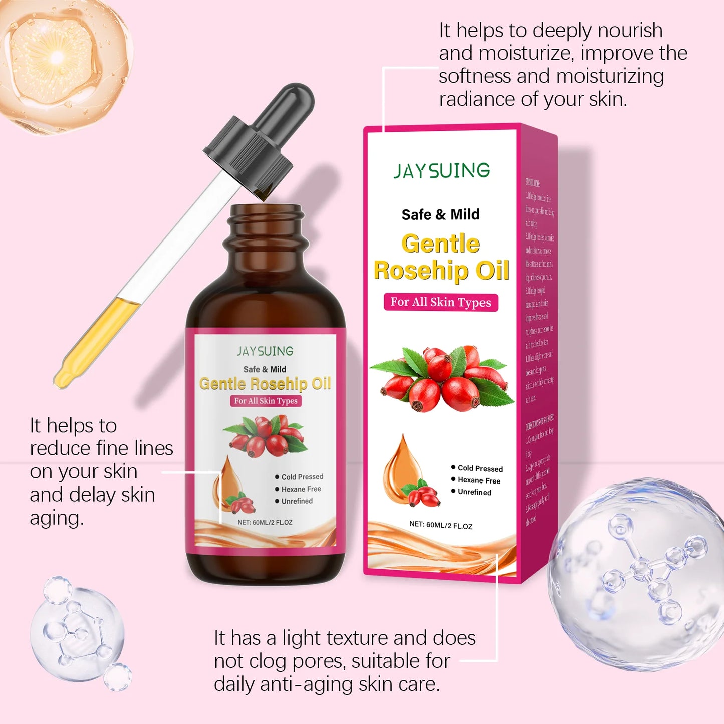 Cold Pressed Rosehip Seed Oil – Anti-Aging, Scar Repair & Wrinkle Firming Serum