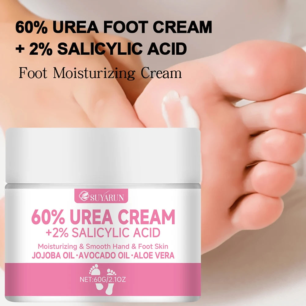 SUYARUN 60% Urea Foot Cream for Cracked Heels & Dry Skin - Intensive Moisturizing Treatment, Callus Remover, Diabetic Foot Care.