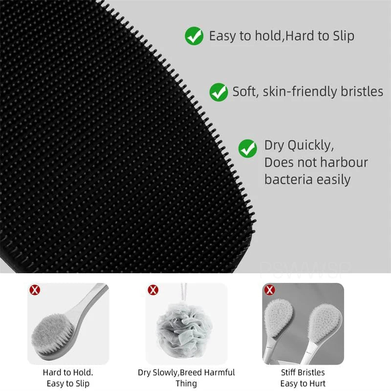 Silicone Body Scrubber – Exfoliating Bath & Shower Brush for Face & Body, Wet & Dry Use
