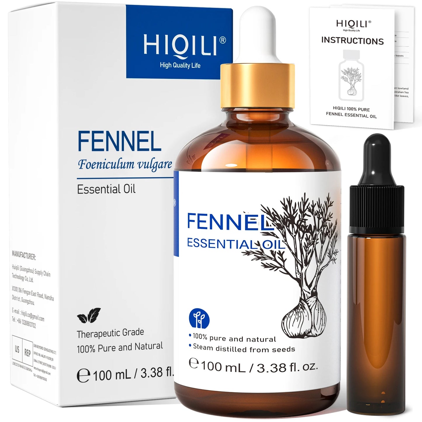 HIQILI 100% Pure Rosemary Essential Oil 100ml – Hair Growth, Scalp Care & DIY Shampoo