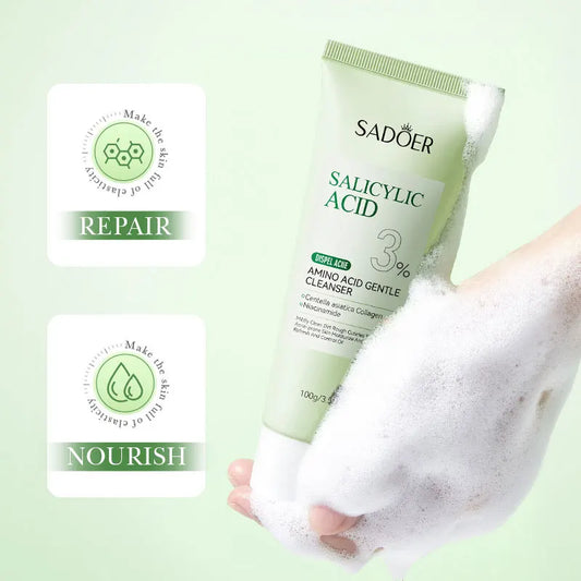 SADOER Salicylic Acid Facial Cleanser Face Wash Foam Face Cleanser Moisturizing Facial Cleansing Hydrating Skin Care Products