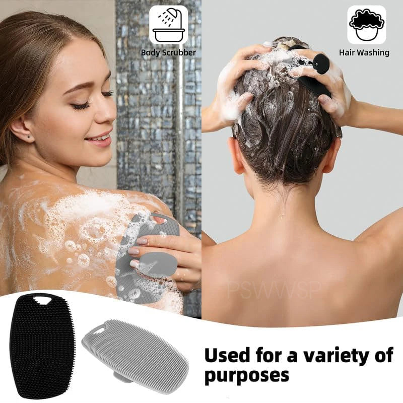 Silicone Body Scrubber – Exfoliating Bath & Shower Brush for Face & Body, Wet & Dry Use