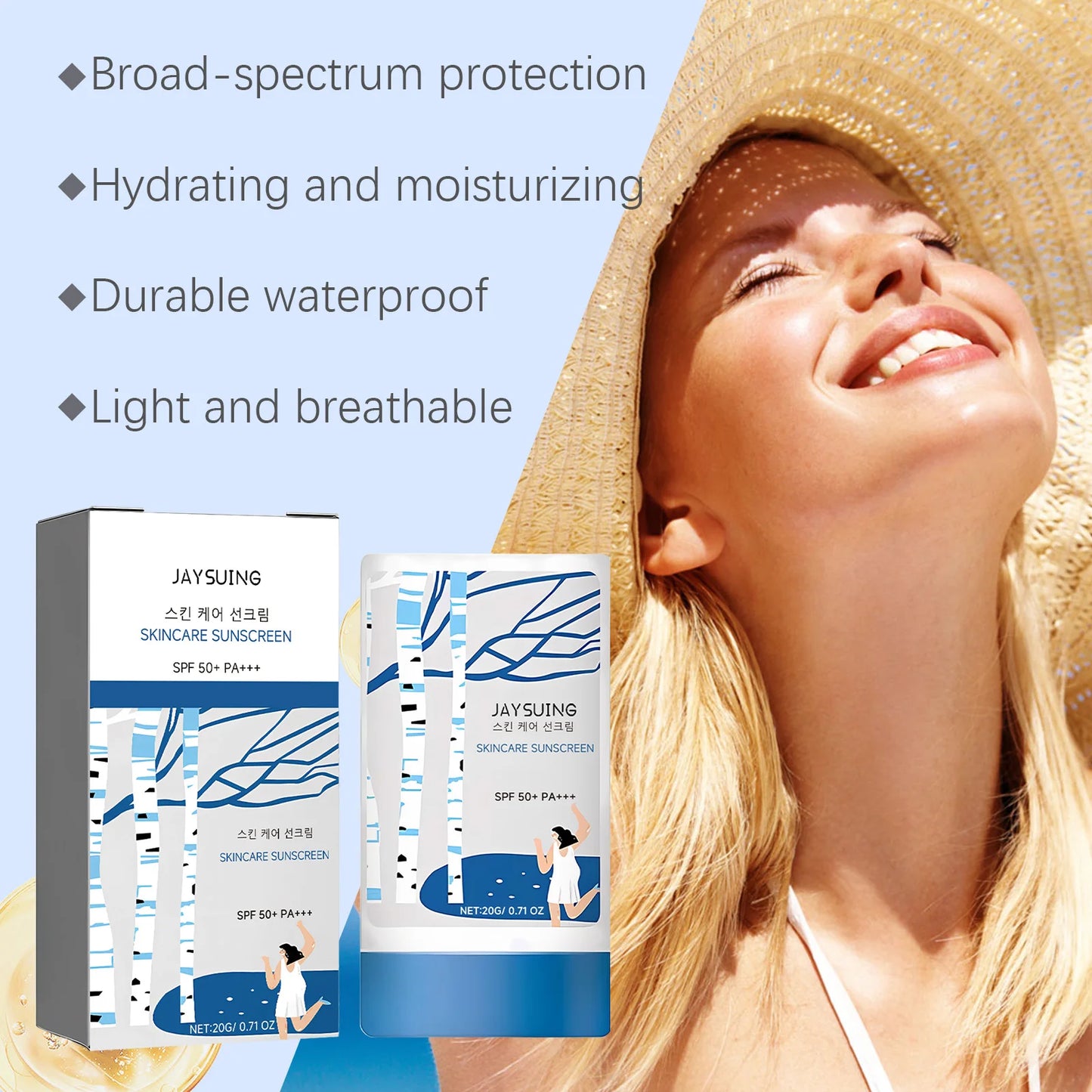 UV Sunscreen Stick Spf50 Lasting Waterproof Moisturize Layer Oil Control Repair Sunburn Antioxidant Skin Sun Protection Cream