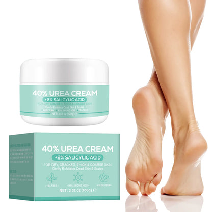 40% Urea + 2% Salicylic Acid Cream 100g for Dry Cracked Hands & Feet Deep Moisturizer Exfoliates Dead Skin Non-Greasy