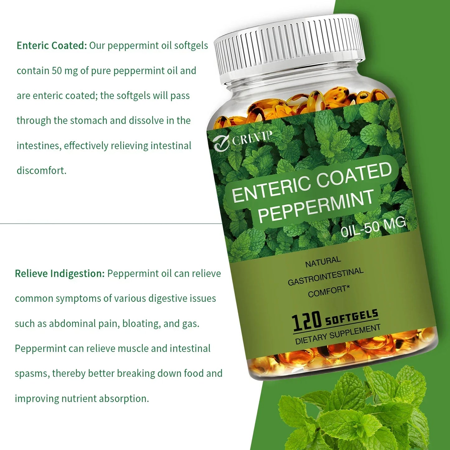 Peppermint Oil 50mg – Supports Digestive & Intestinal Health, Soothes & Boosts Immunity