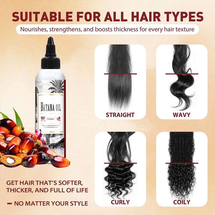 100% Pure Batana Oil Hair Serum – Deep Moisturizing, Anti-Frizz & Growth Conditioner Treatment