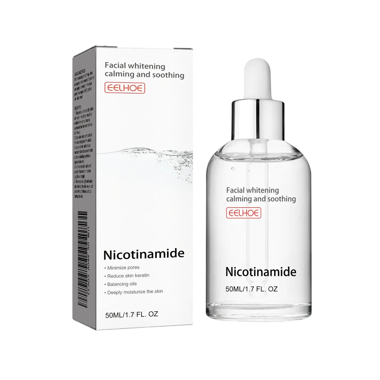 EELHOE Nicotinamide Face Serum Nourish Face Contour Facial W-hitening Shrink Pores Pigmentation Remover Skin Care Products 50ml