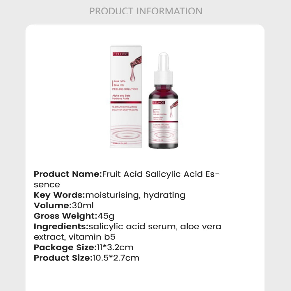 Face Serum AHA 30% + BHA 2% – Exfoliate, Shrink Pores & Control Oil for Smooth Skin