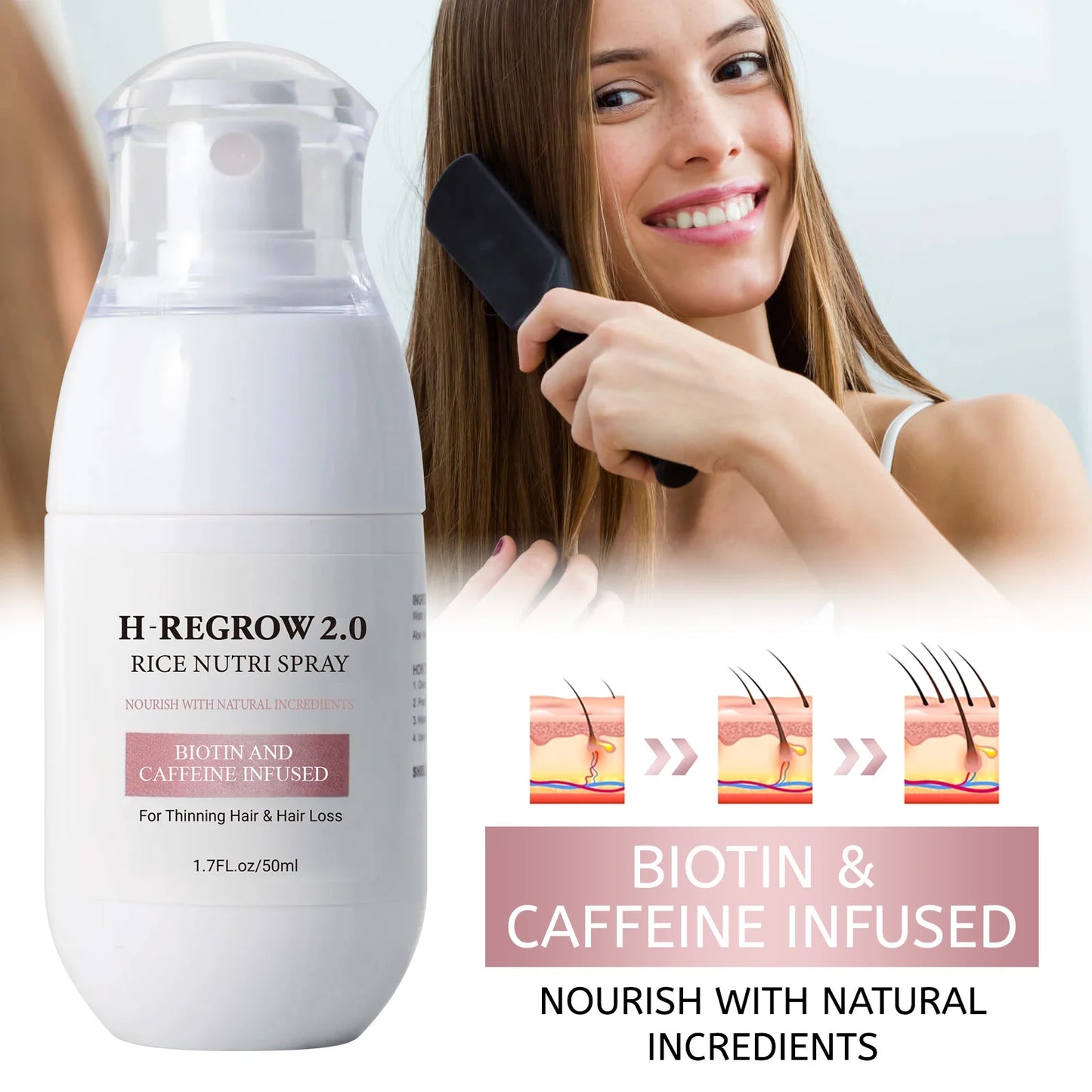 Rice Water Hair Spray – Strengthen Roots, Prevent Hair Loss & Nourish Thinning Hair