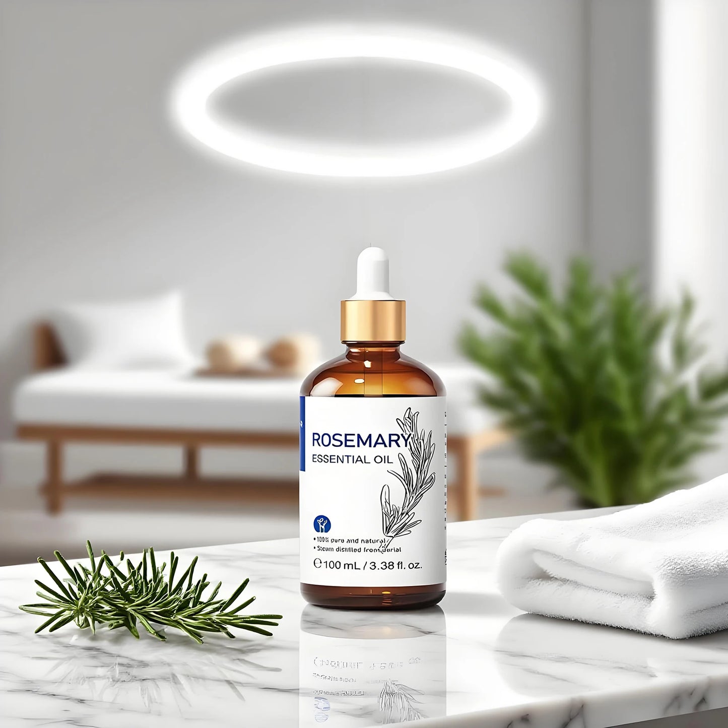 HIQILI 100% Pure Rosemary Essential Oil 100ml – Hair Growth, Scalp Care & DIY Shampoo