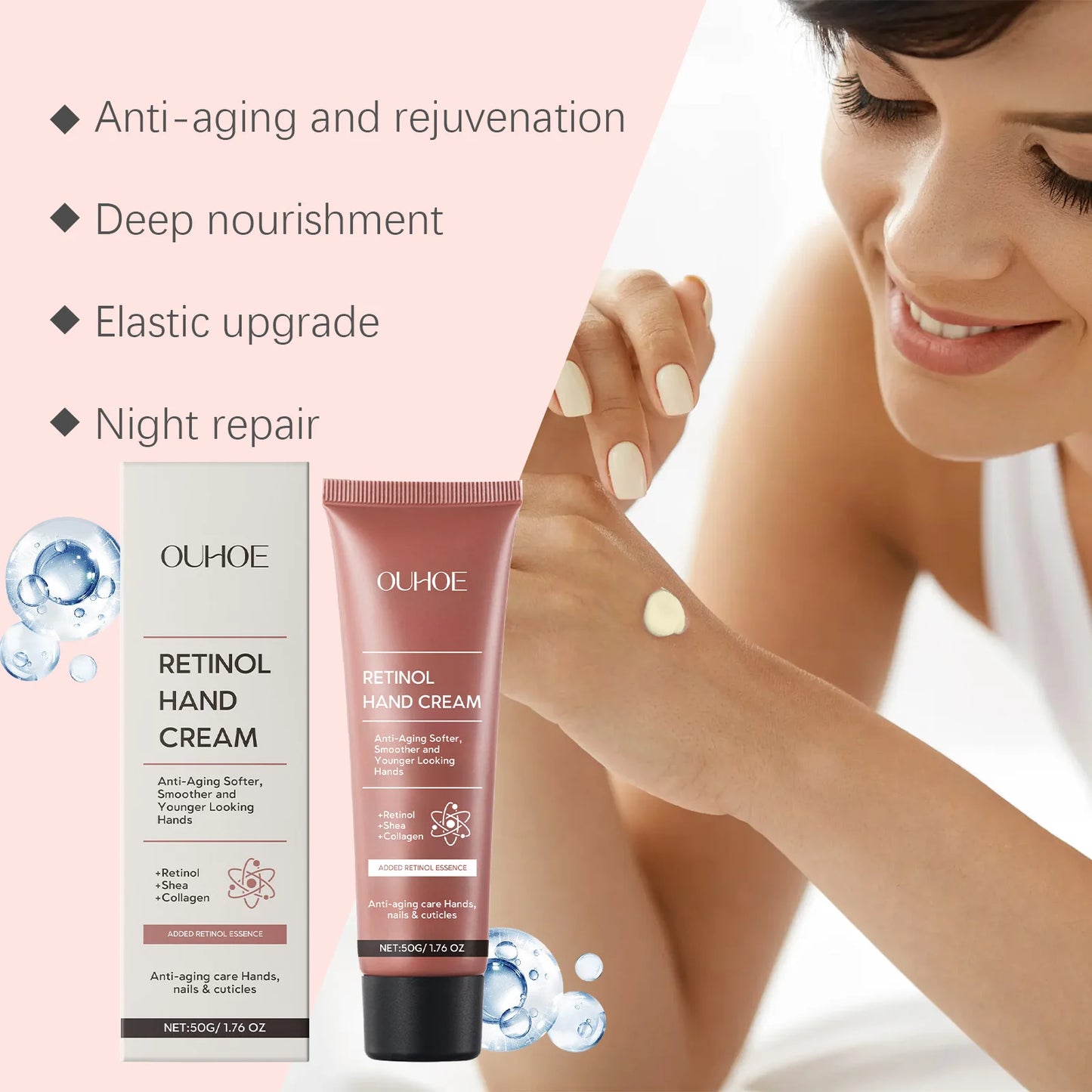 Firming Retinol Hand Lotion – Moisturizes & Repairs Dry, Cracked Hands, Non-Greasy